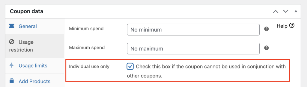 Enable "Individual Use Only" feature from Advanced Coupons